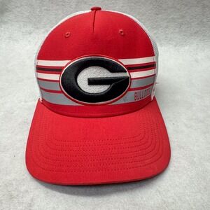Georgia Bulldogs Hat Cap Snap Back Red White NCAA Football Trucker Mesh Mens‎